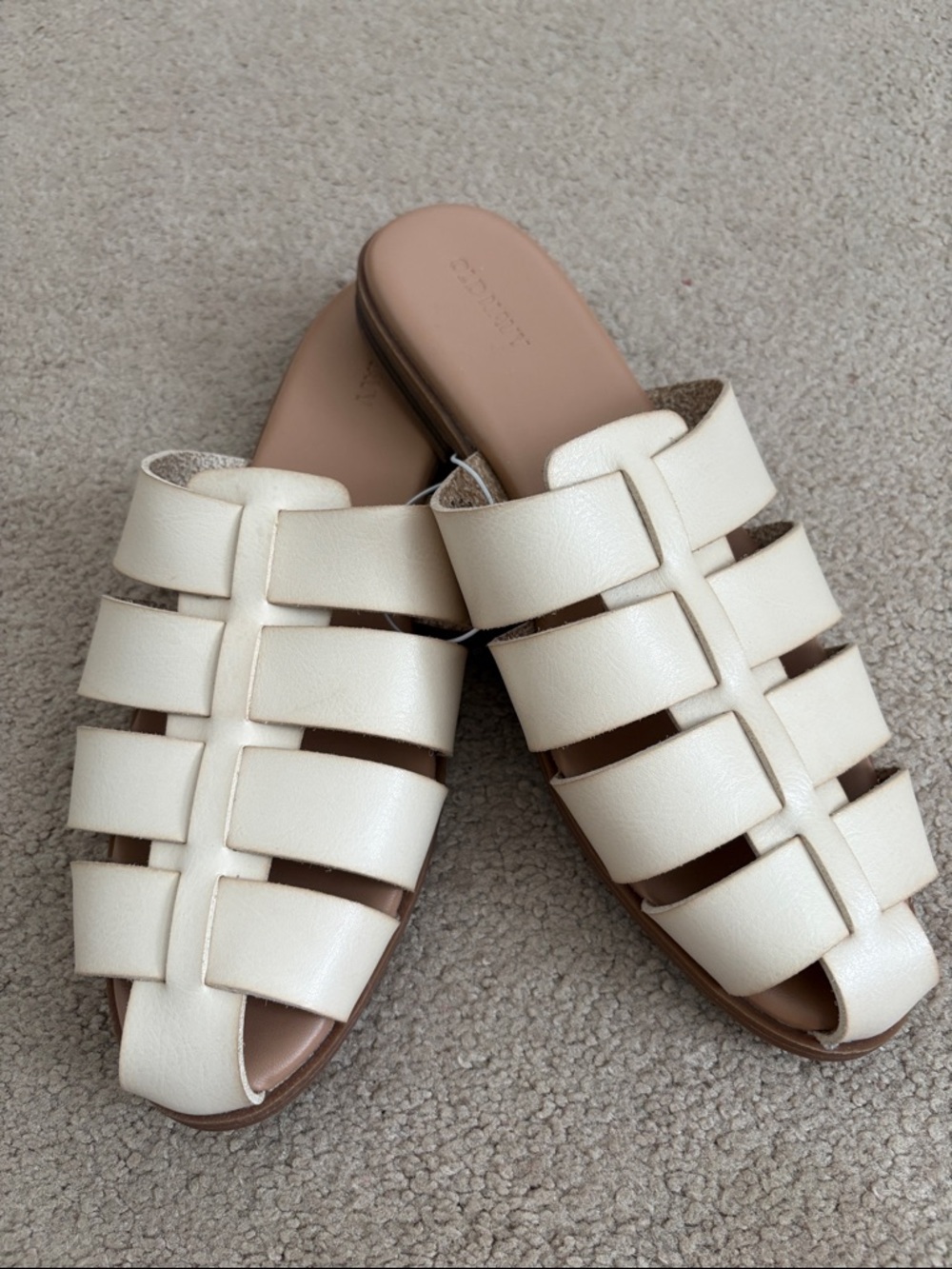 Women’s Cream Woven Slide Sandals